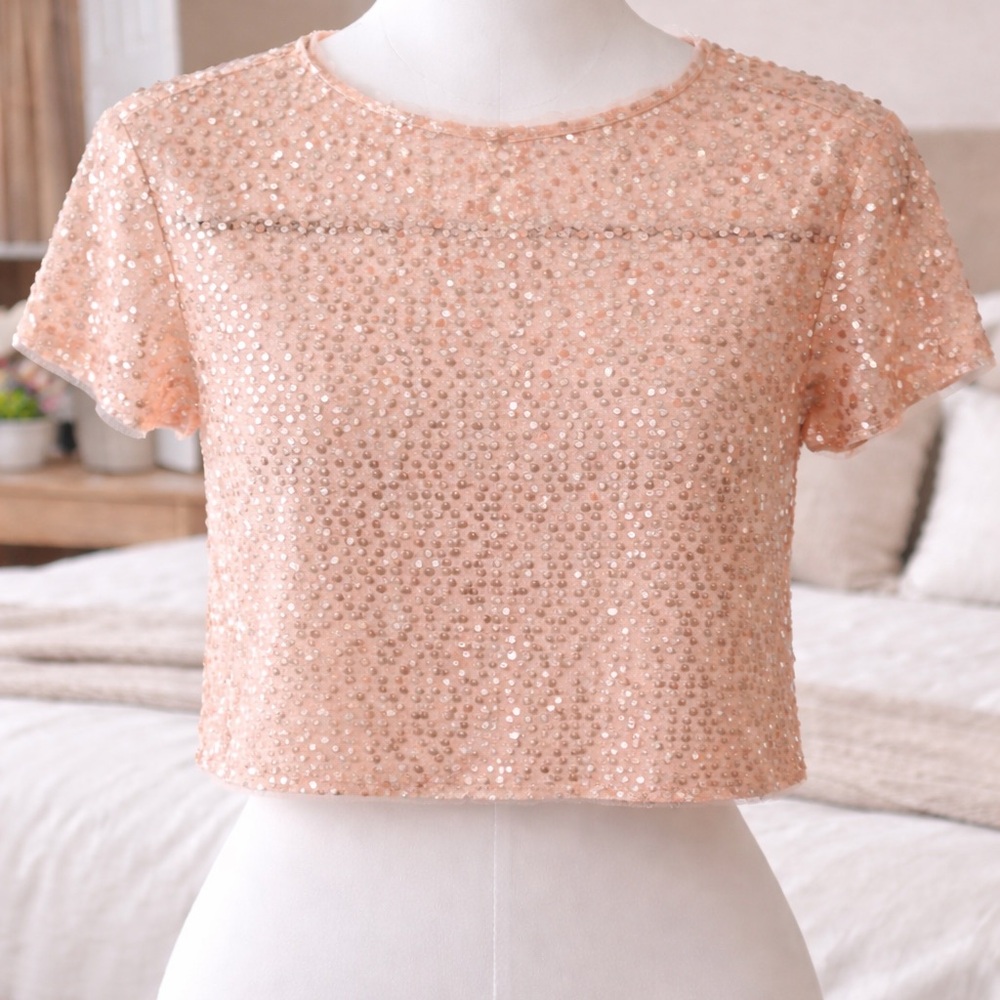 Forever 21 Peach Sequin Crop Top